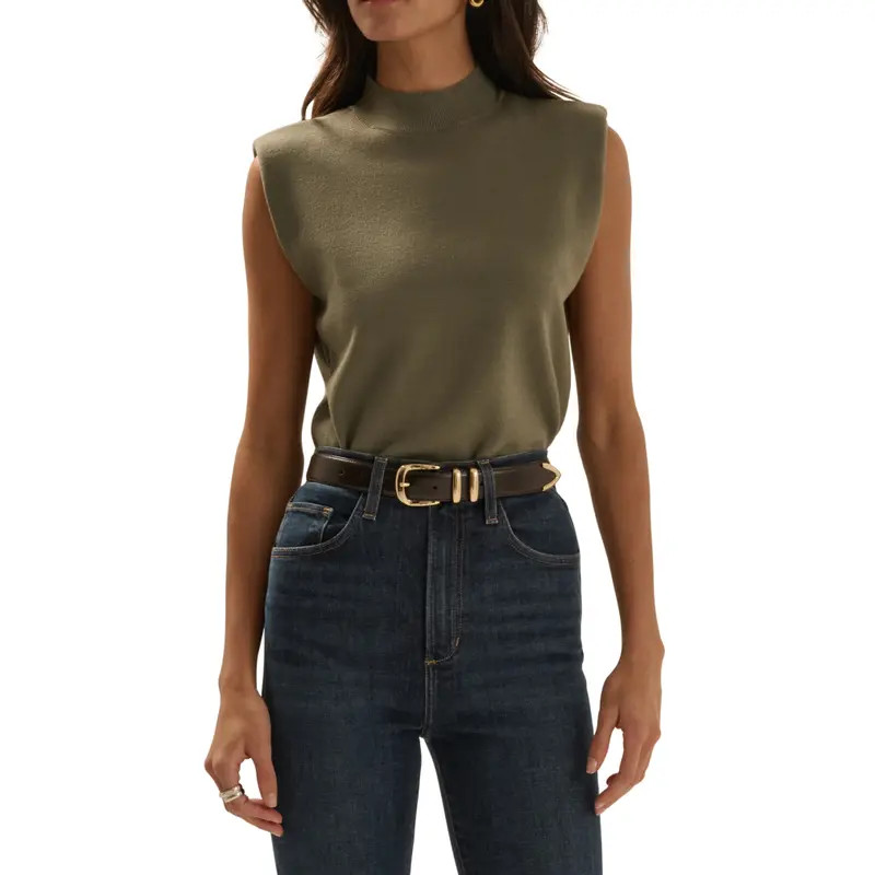 Favorite Daughter The Whitney Sleeveless Knit Crop Top in Tobacco at Nordstrom, Size Large | Nordstrom