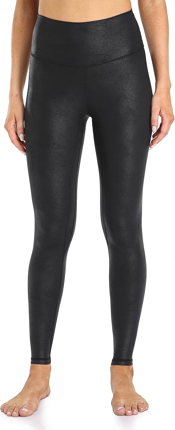 Colorfulkoala Women's High Waisted Matte Faux Leather Leggings Full Length Yoga Pants | Amazon (US)