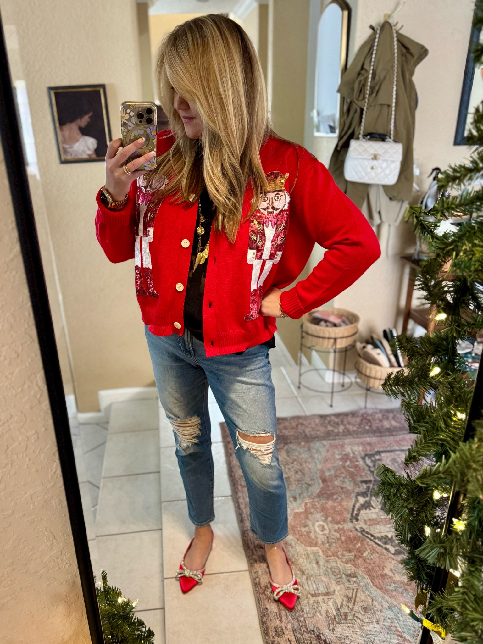 Holiday outfit for the Surfboard Christmas tree lighting in Palm Beach 🎄✨🎅

Ordered one size up in cardigan for an oversized fit and I really like it. I did have to pay for shipping, but it got here fast, so I was OK with it.
Shoes are from Target last year, but I linked some similar options.
I also linked the long-sleeve version of my black blouse, and the new version of my perfect vintage jeans.

#LTKFindsUnder50 #LTKHoliday #LTKSeasonal
