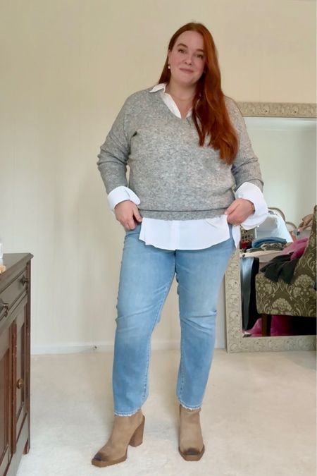 Easy layered transition outfit form winter to spring featuring tan lug sole western inspired boots from Vince camuto and maternity from hatch (wearing postpartum). Linked similar sweaters as they’re currently sold out  

#LTKmidsize #LTKbump #LTKplussize