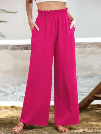 Paperbag Waist Wide Leg Pants | SHEIN