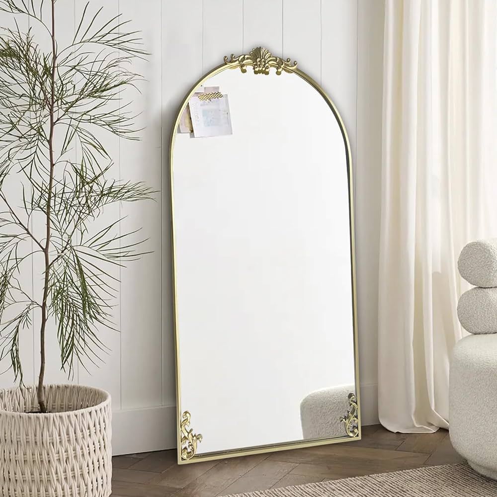 POZINO Large Vintage Arched Mirror, Gold Ornate Mirror, Baroque Mirror, Antique Mirrors Decorativ... | Amazon (US)