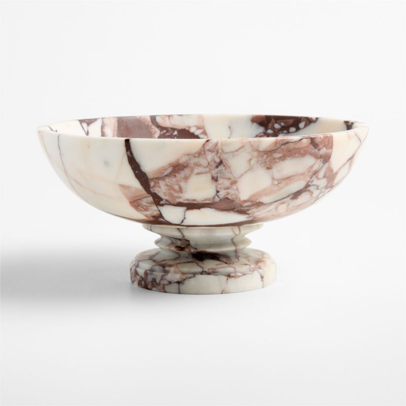 Burgundy Marble Footed Bowl | Crate & Barrel