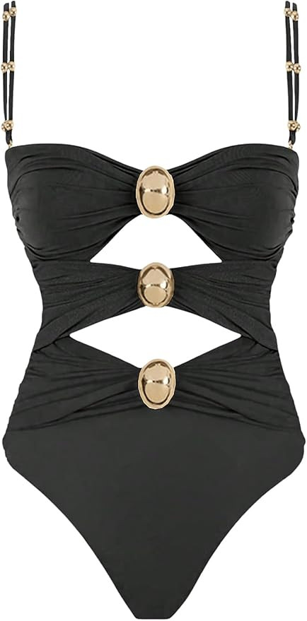 Verdusa Women's Cut Out Colorblock One Piece Swimsuit Ruched Swimwear Bathing Suit | Amazon (US)