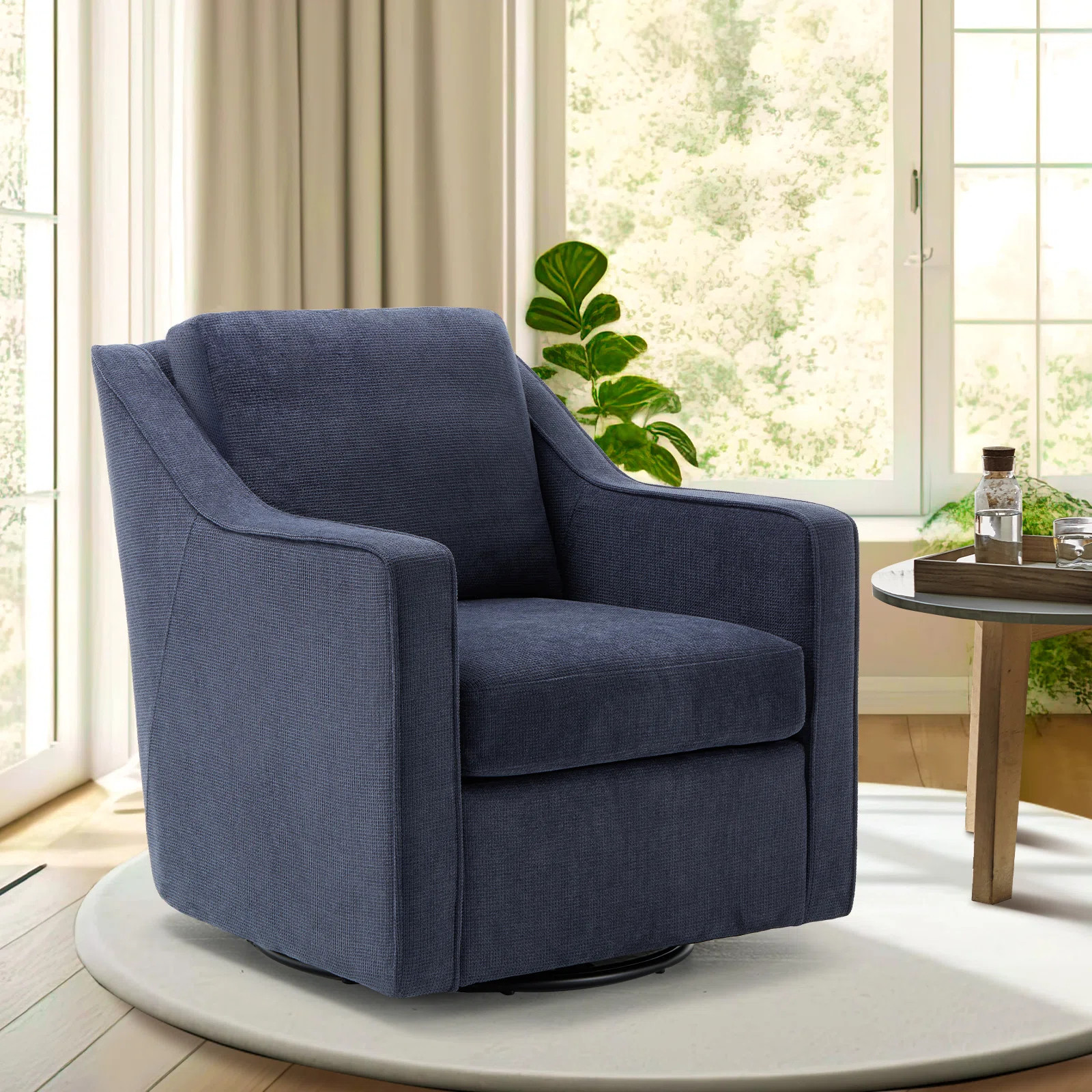 Charitini Big & Tall Removable Wide Swivel Accent Chair, Full Back Upholstered Fabric Lounge Chai... | Wayfair North America