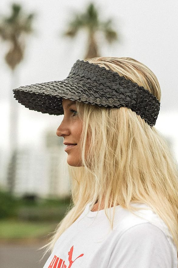Sun Visor Hat Women, Straw Summer Beach Hats Wide Brim Outdoor Camping Hiking | Amazon (US)