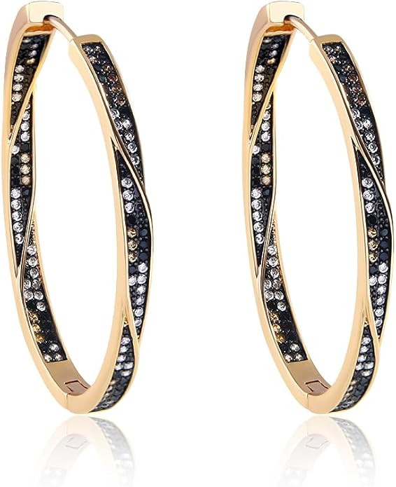 Shinny Animal Leopard Print Earrings Cubic Zirconia Paving Gold Plated Women Hoop Earrings Statem... | Amazon (US)