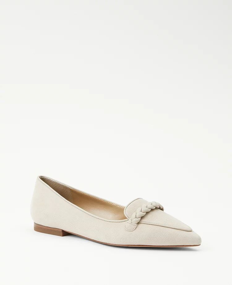 Braided Suede Pointy Toe Flats | Ann Taylor (US)