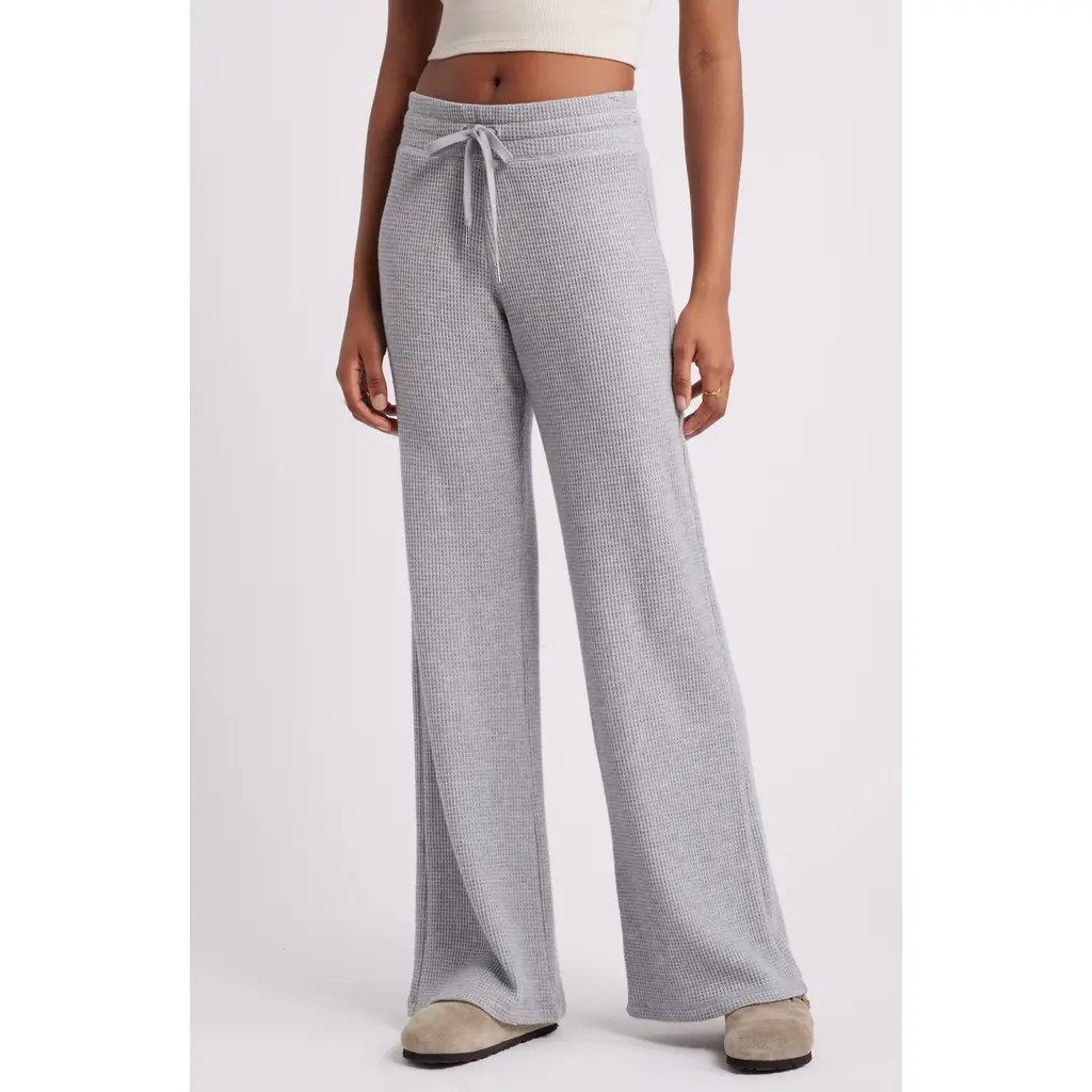 BP. Relaxed Waffle Stitch Wide Leg Pants in Grey Soft Heather at Nordstrom, Size Large | Nordstrom