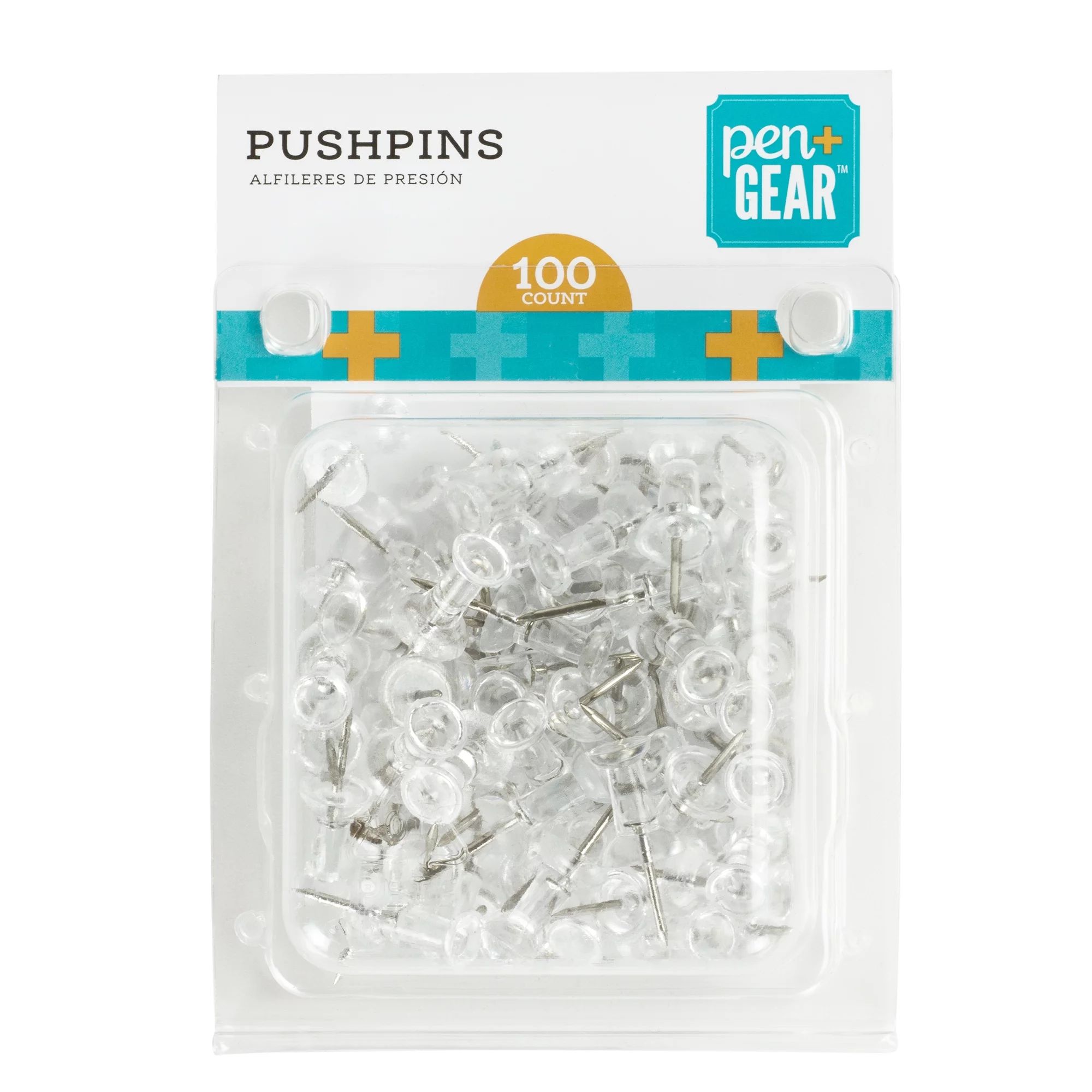 Pen+Gear Push Pins in Clamshell, Clear Plastic Head, Steel Point, 100 Count. | Walmart (US)