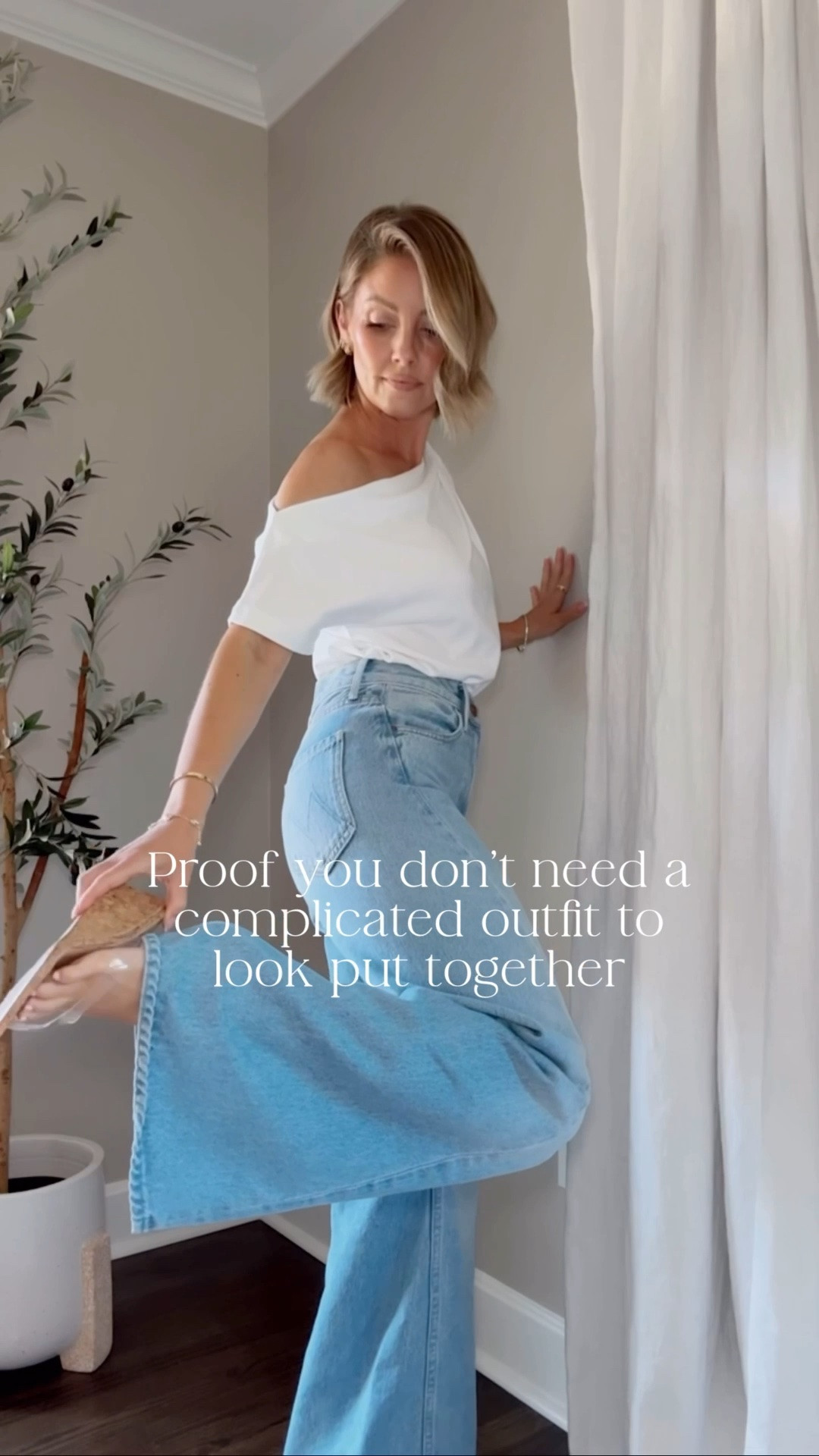 XS off the shoulder tee (on sale!!!) / 24 Regular jeans (I sized down one) / I sized up a 1/2 in the cork wedge sandals, these go with everything!

#LTKootd #LTKPetite #LTKSaleAlert