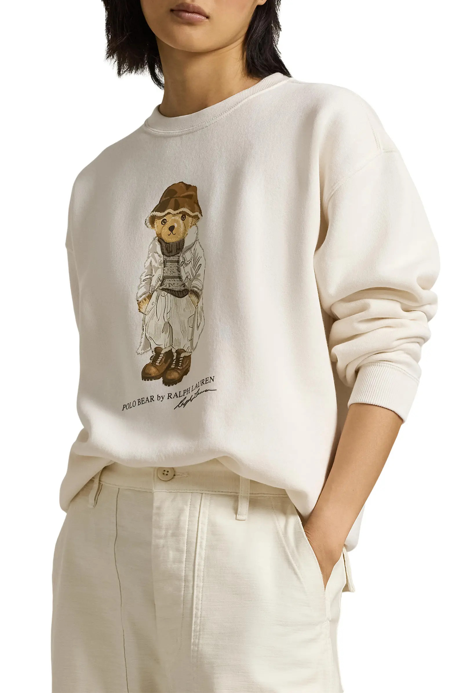 Arctic Fleece Embroidered Creamy Bear Sweatshirt | Nordstrom