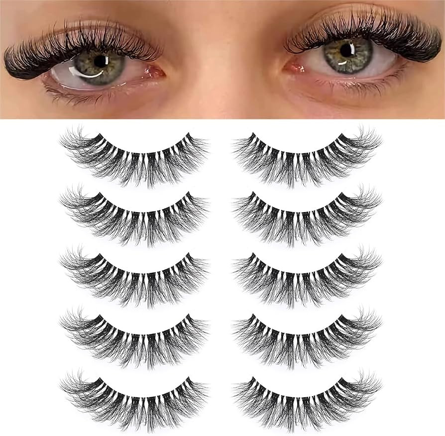 KSYOO False Eyelashes Cat Eye Lashes Wispy Lashes Clear Band V1 Russian Strip Lashes That Look Li... | Amazon (US)