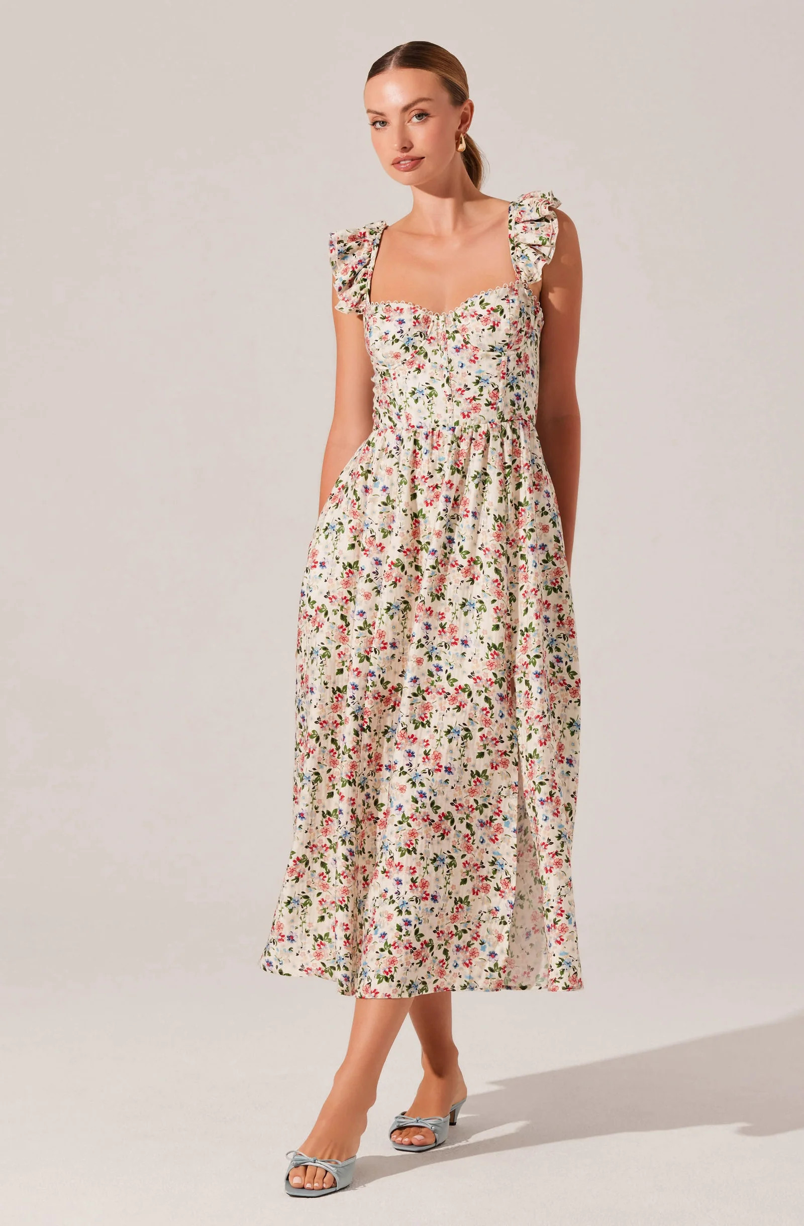 Wedelia Floral Midi Dress - Cream multi floral / XS | ASTR The Label (US)