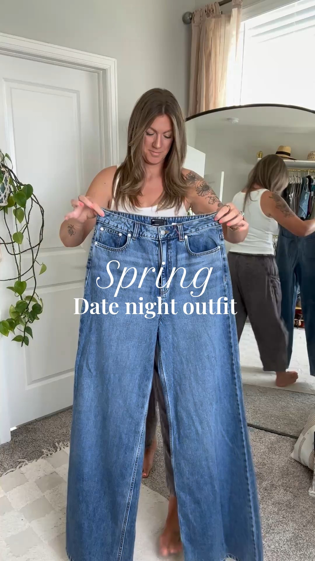 Spring date night or girls night outfit 

White tank - large reg, available in tall and a longer length 
Pull on pants - medium
Jeans - 12x36 (sized up bc the peri belly is growing 🫠)
Halter bubble top - large, could’ve done a medium too
Sandals - 11 wide (I have a wider foot, don’t always need wide but wanted it just in case) 

#LTKMidsize #LTKStyleTip #LTKOver40
