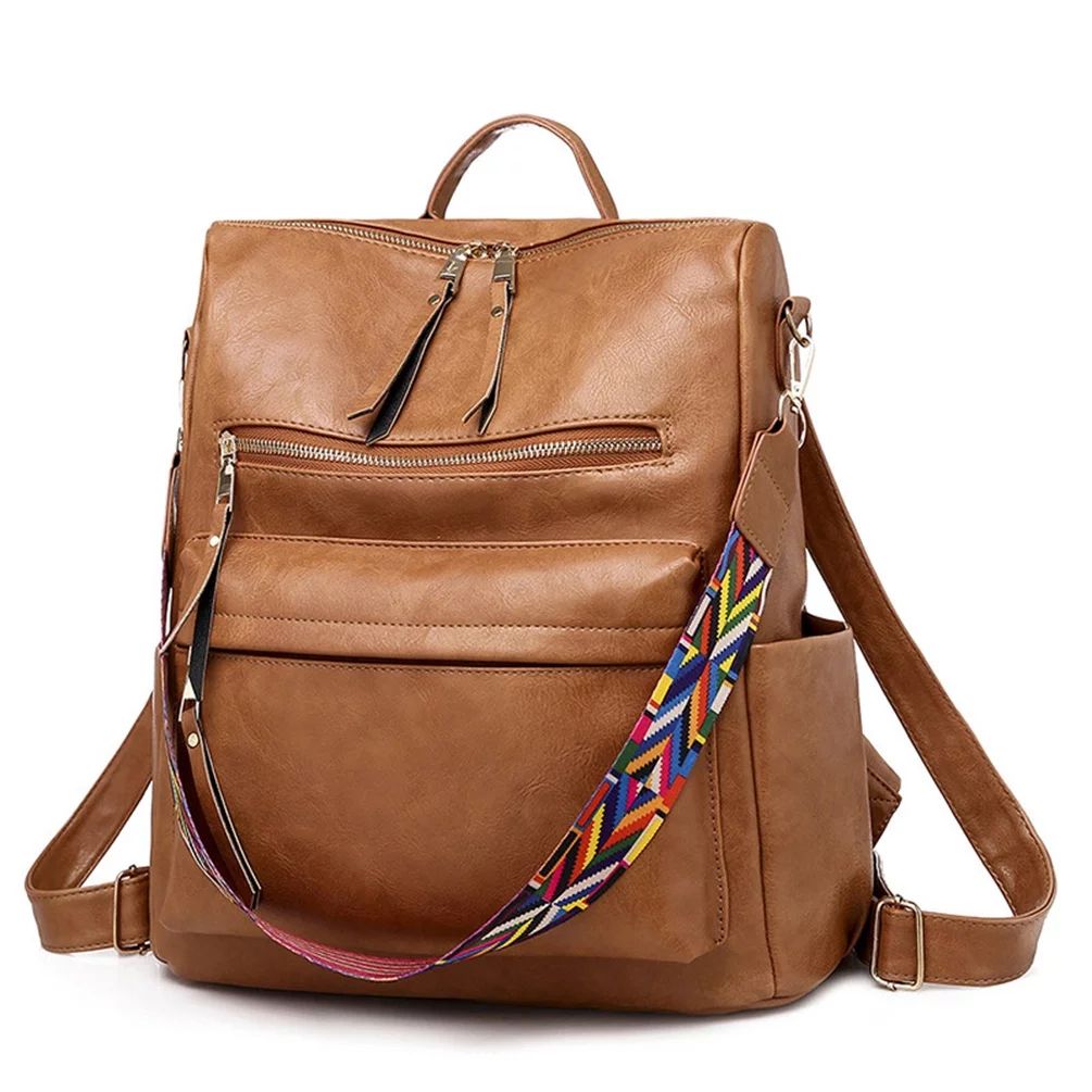 YOMYM PU Leather Women Backpack Travel Bag, Purses Multipurpose Design Handbags and Shoulder Bag ... | Walmart (US)