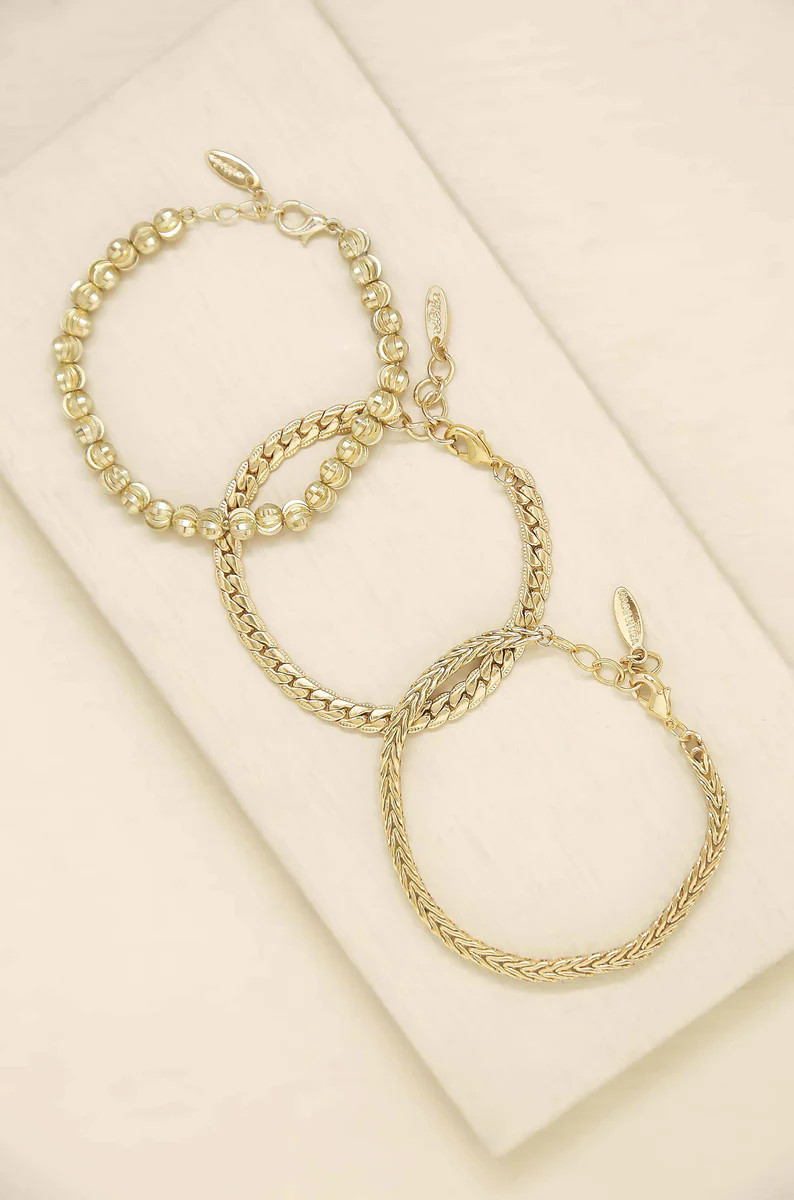 Classical 18k Gold Plated Trio Bracelet Set | Ettika