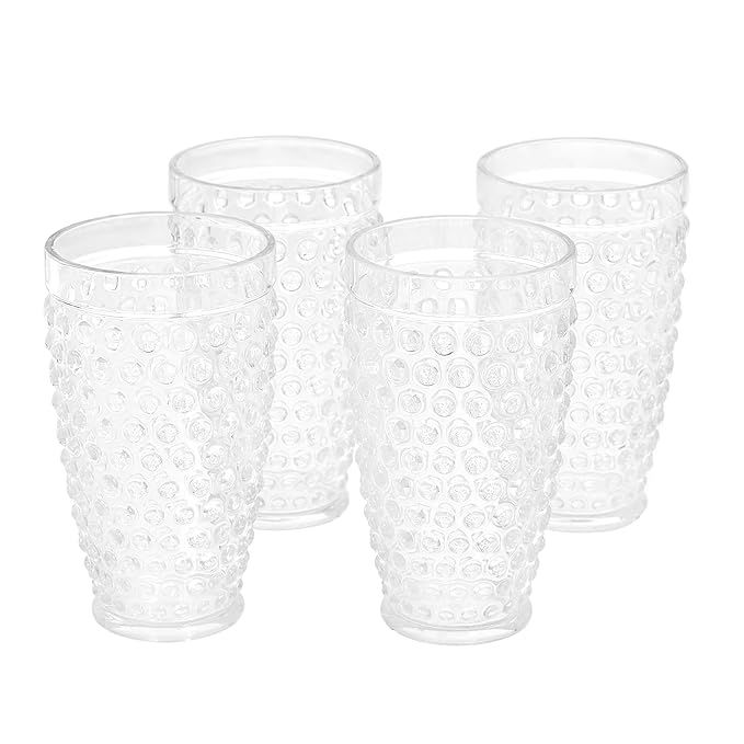 Amazon Basics Tritan Hobnail Texture Highball Glasses - 18-Ounce, Set of 4(Plastic Material) | Amazon (US)