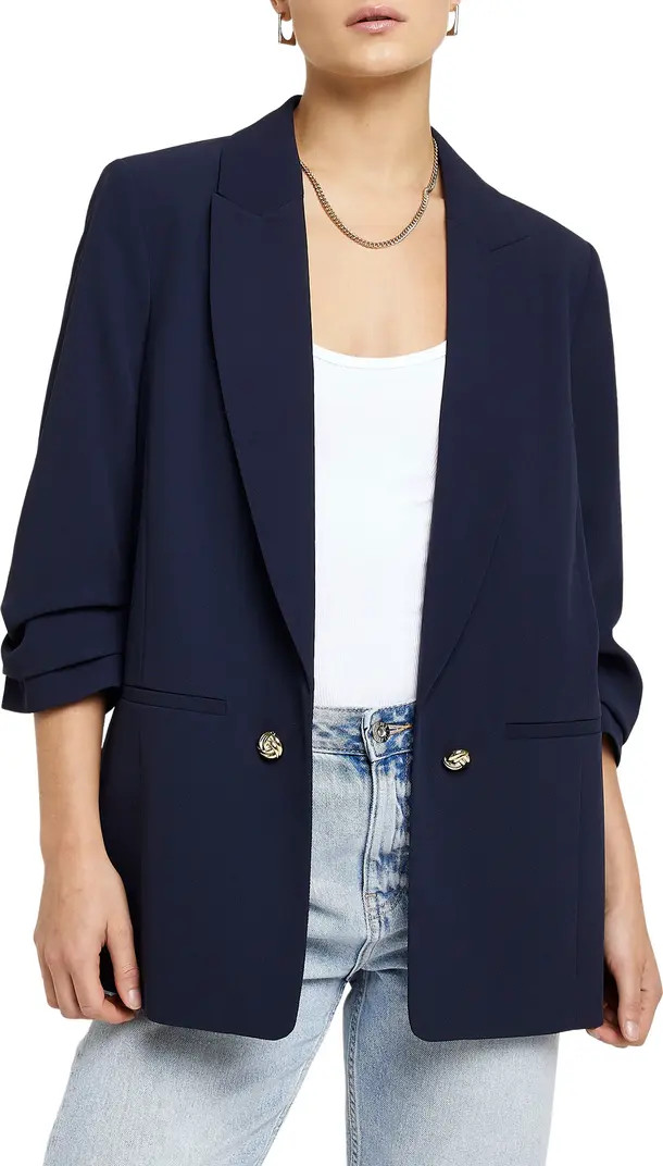 River Island Pleated Sleeve Blazer | Nordstrom | Nordstrom