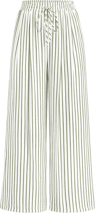 PRETTYGARDEN Womens Pants Elastic Waist Floral Lightweight Palazzo Pants for Women Casual Lounge ... | Amazon (US)