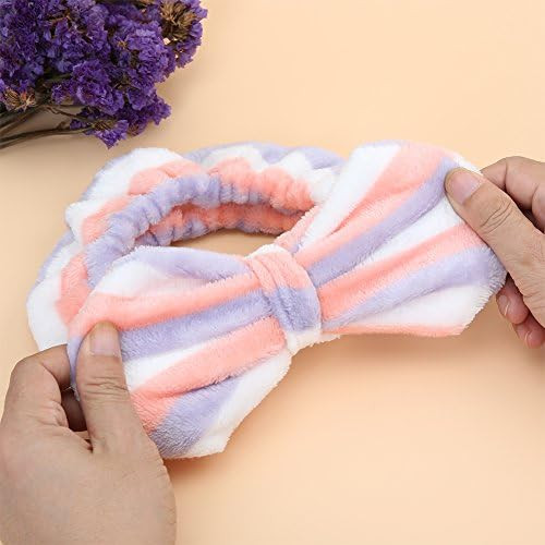 Shintop Women Fashion Lovely Soft Carol Fleece Bowknot Bow Makeup Cosmetic Shower Elastic Hair Band  | Amazon (US)