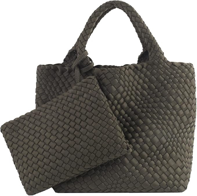 Woven Tote Bag + Purse Women Neoprene Tote Handbag Fashion Large Shoulder Top-Handle Travel Bag U... | Amazon (US)