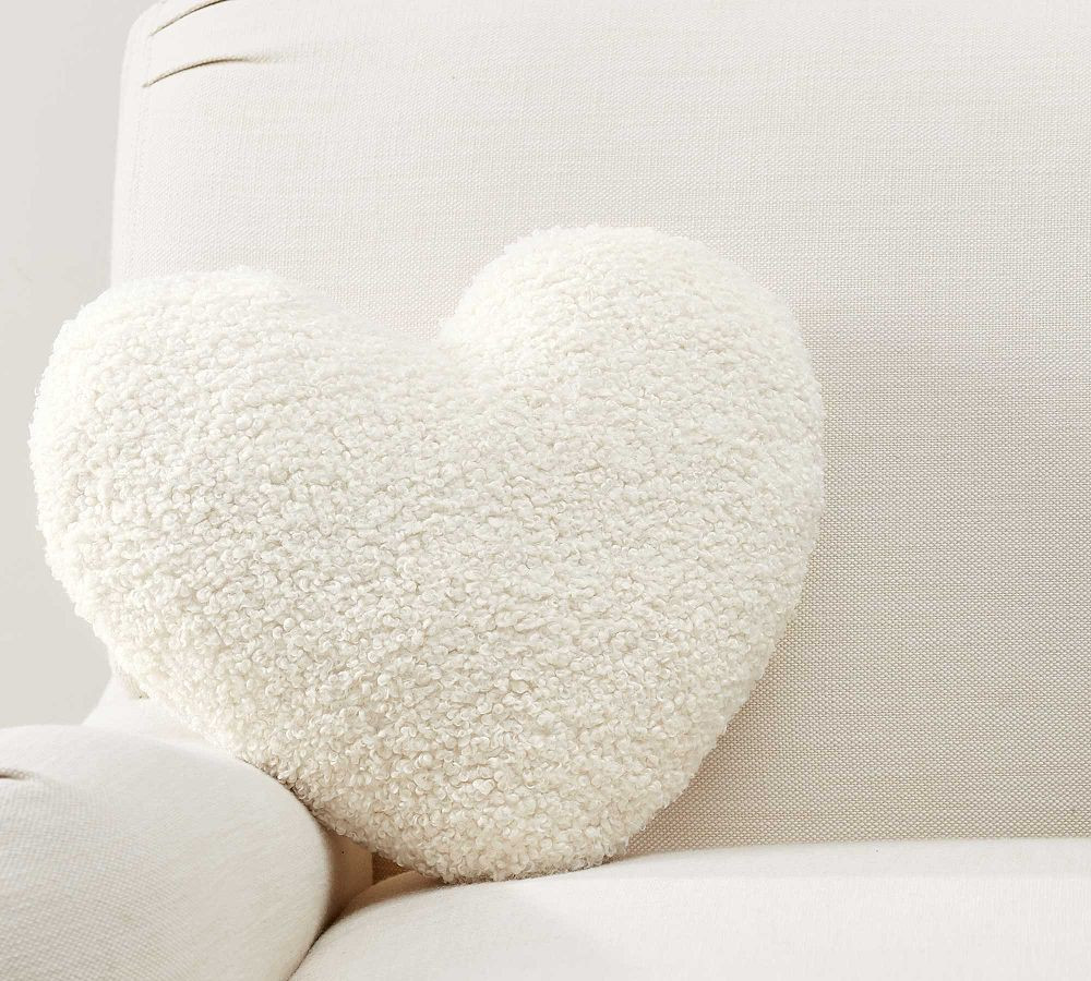 Cozy Teddy Faux Fur Heart Shaped Pillow | Pottery Barn (US)
