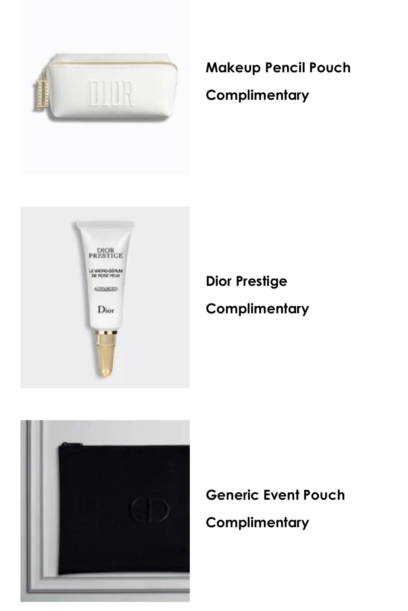 dior pouch complimentary