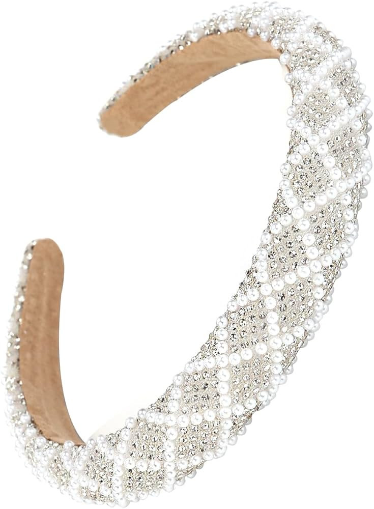 NARUNING 1Pcs Fashion Ladies Crystal Hair Hoop, Rhinestone Pearl headband, Padded Headbands, for ... | Amazon (US)