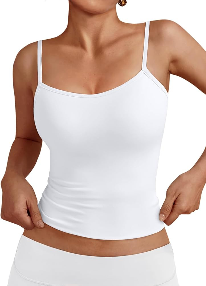 Trendy Queen Womens Adjustable Camisole Sleeveless Square Neck Spaghetti Strap Tank Tops Basic Sh... | Amazon (US)
