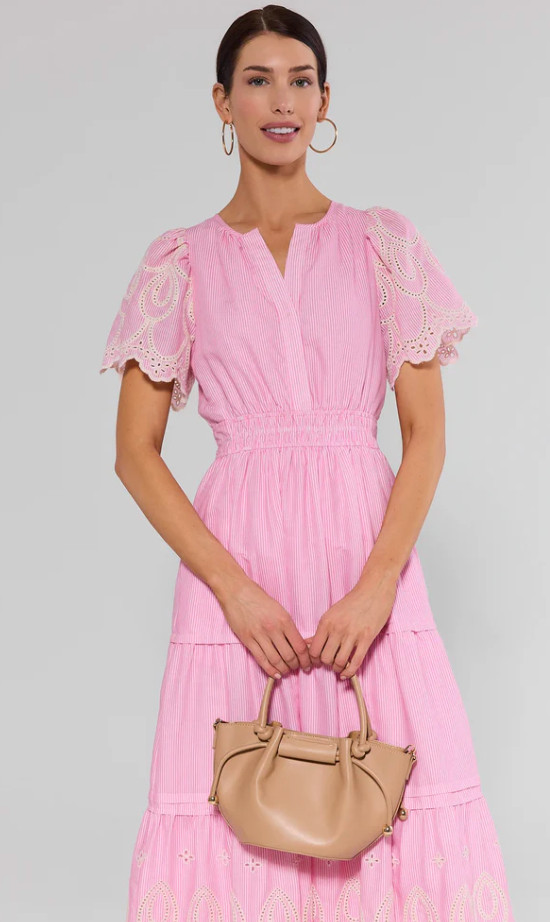 Brylee Pink Stripe Eyelet Maxi Dress 

 #LTKootd #LTKmomlife #LTKTravel