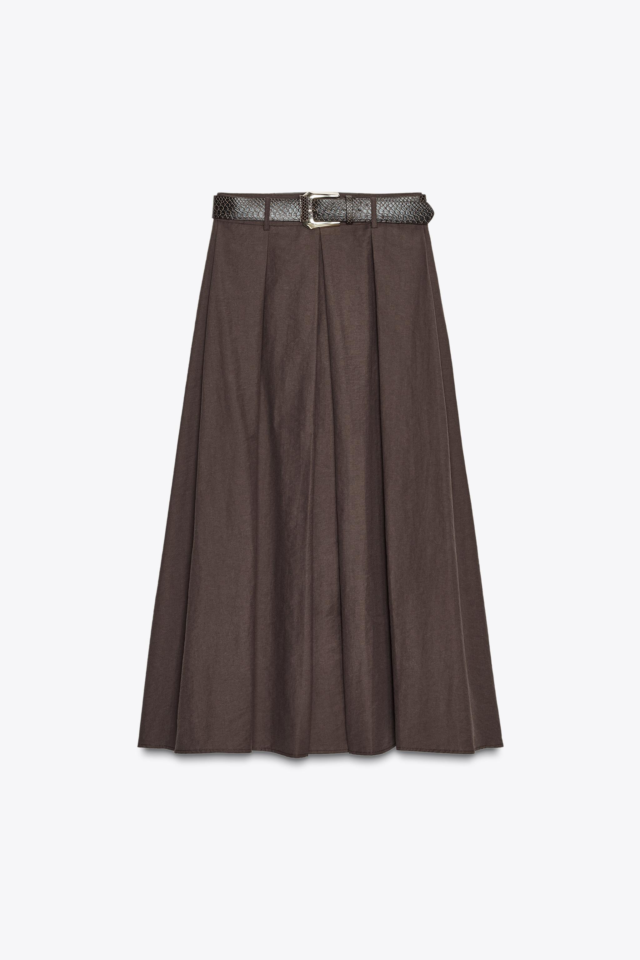 BELTED MIDI A-LINE SKIRT | Zara US