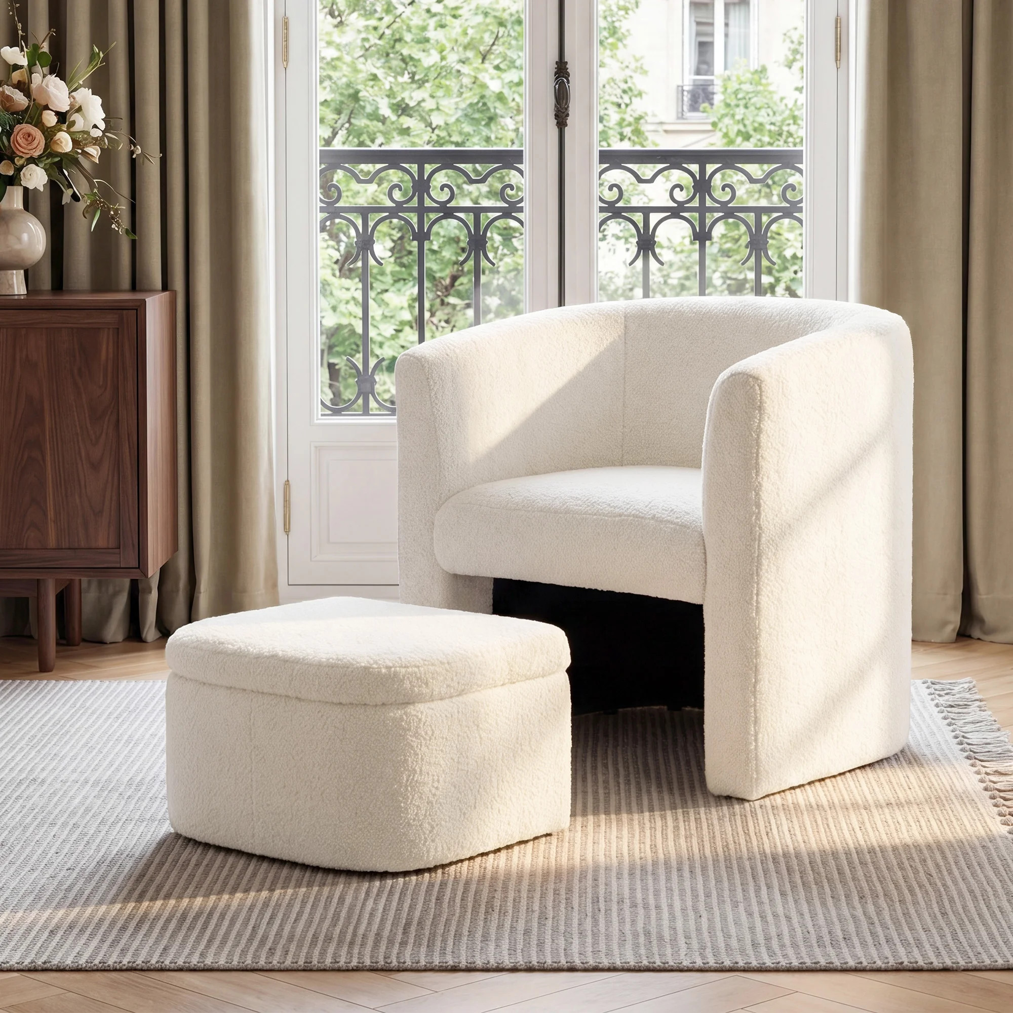 Braedin Upholstered Accent Chair & Storable Ottoman, No Assembly Required | Wayfair North America
