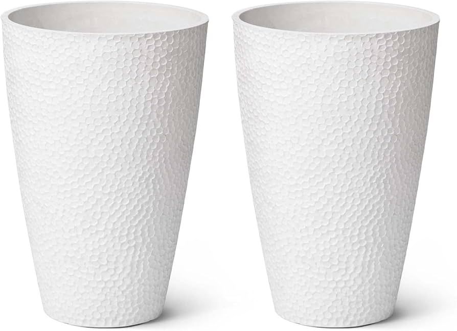 LA Jolie Muse Tall White Planters Set of 2,20 Inch Modern Indoor Planters,Large Round Flower Pots... | Amazon (US)