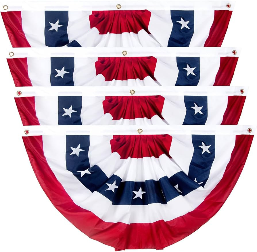 2 x 4 Ft American Bunting Flags Outdoor, US Flag Bunting for Outside, Patriotic Half Fan Bunting ... | Amazon (US)