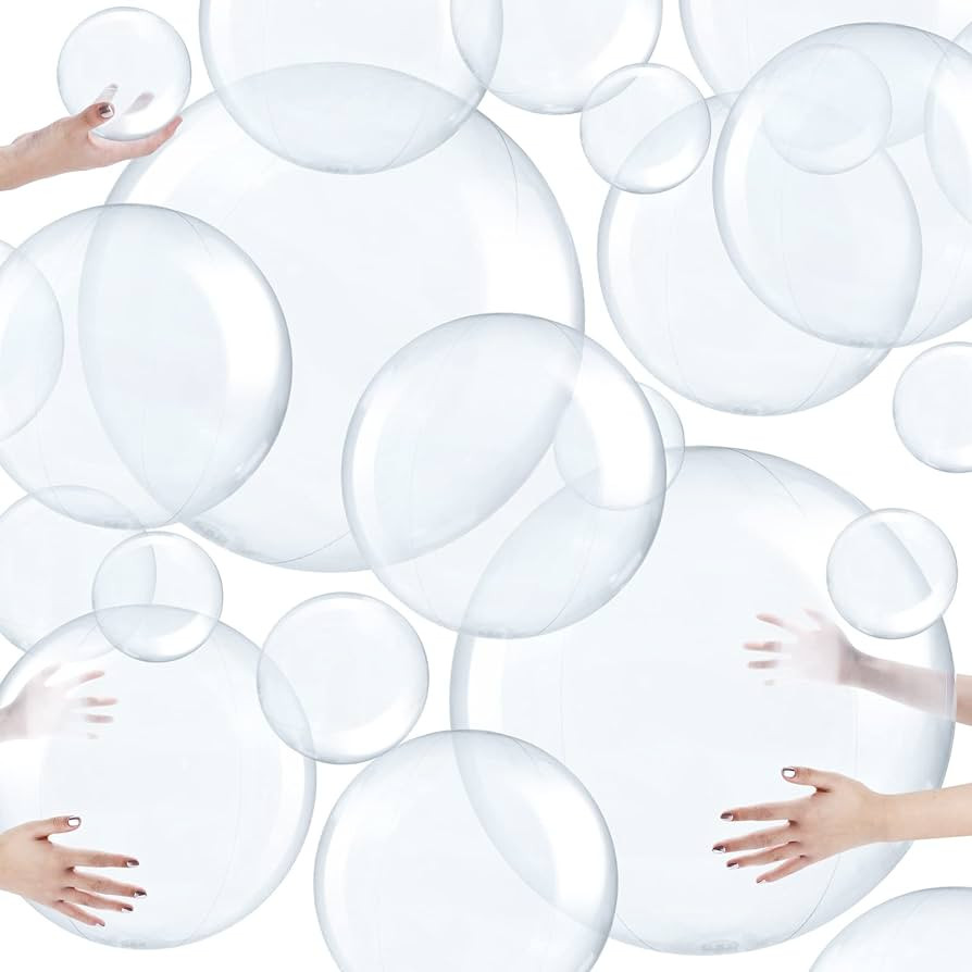 20 Pcs Inflatable Clear Beach Ball Multiple Sizes Transparent PVC Swimming Pool Party Ball for Bo... | Amazon (US)