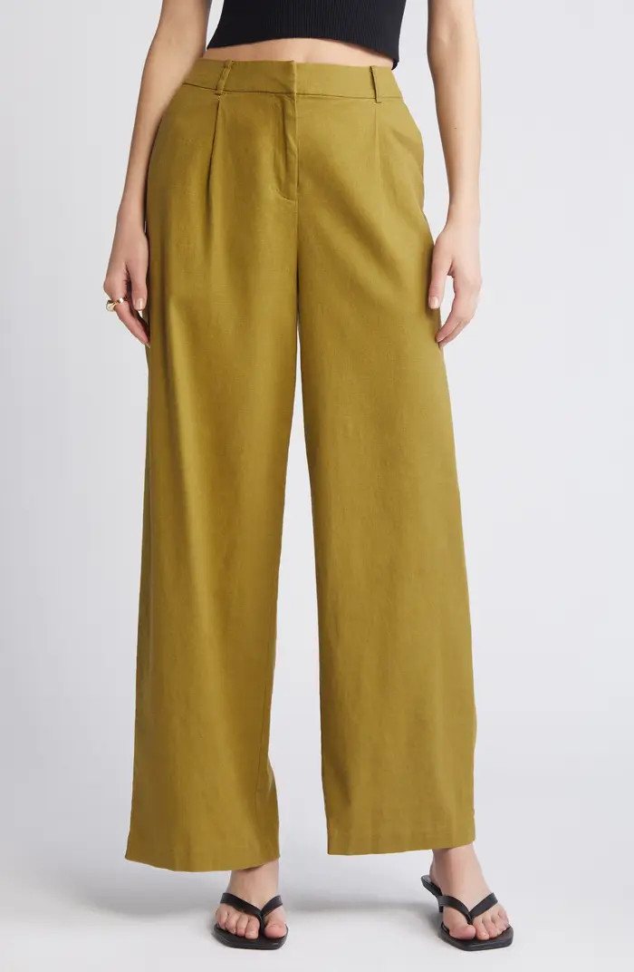 Open Edit Wide Leg Linen Blend Pants | Nordstrom | Nordstrom