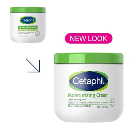 Cetaphil Moisturizing Cream, Hydrating Moisturizer For Dry To Very Dry, Sensitive Skin, Fragrance Free, Non-Greasy, Dermatologist Recommended, 16 Oz. | Walmart (US)