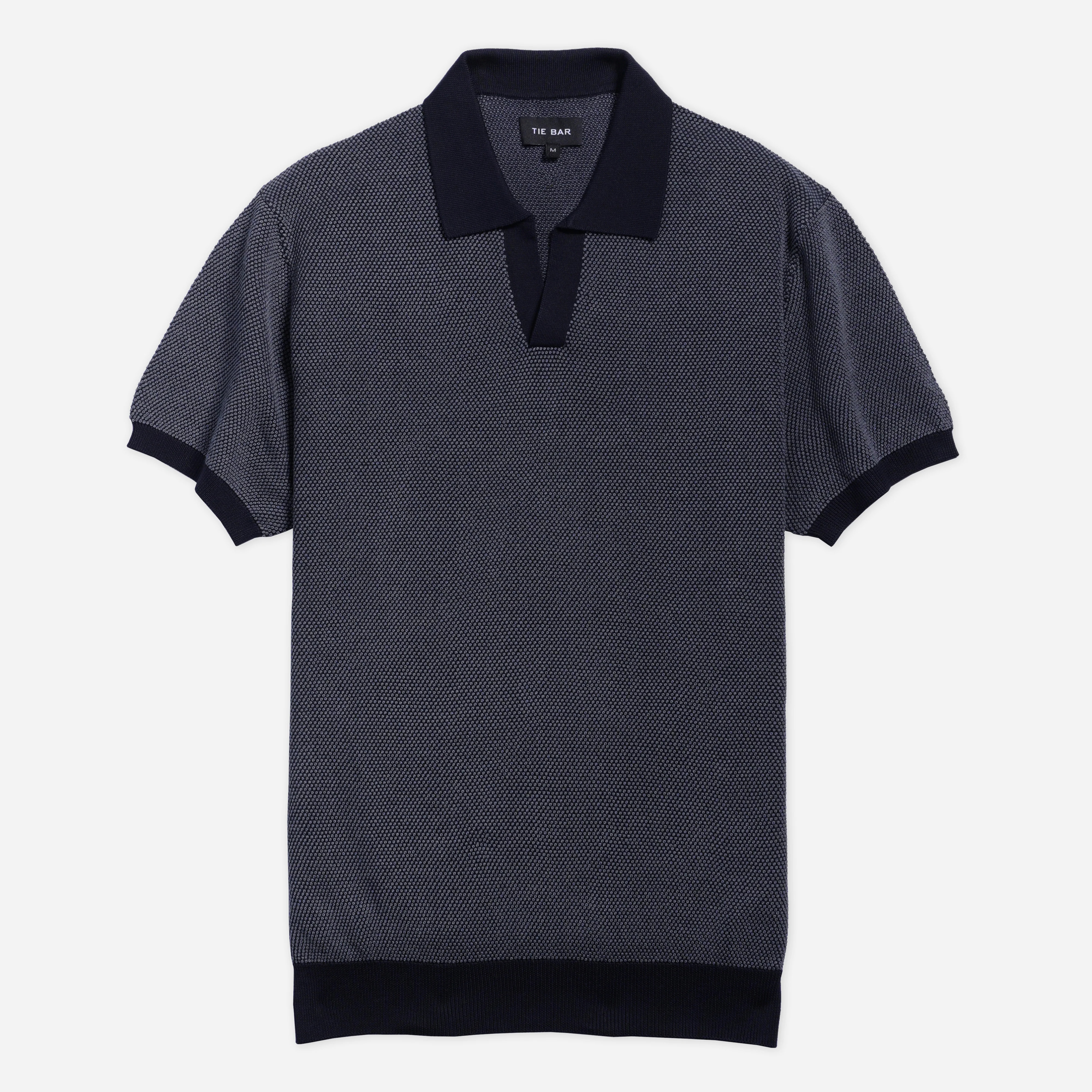 Birdseye Sweater Navy Polo | Cotton Polos | Tie Bar | The Tie Bar