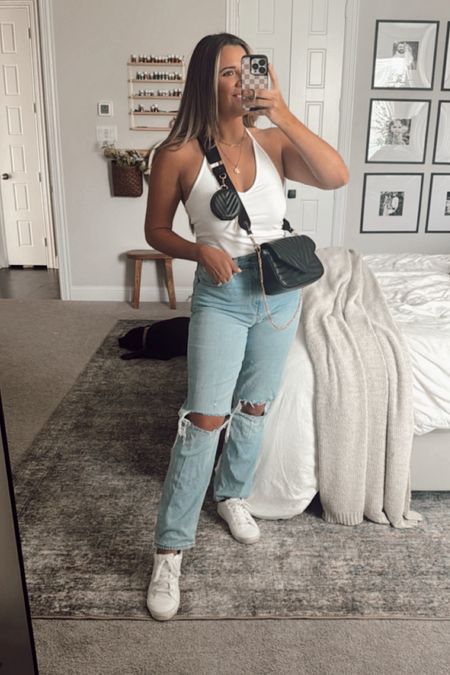Ootd, Abercrombie straight jeans, old navy fashion, halter top, Amazon crossbody, gold jewelry, mom outfit, summer outfit 

#LTKStyleTip #LTKSeasonal