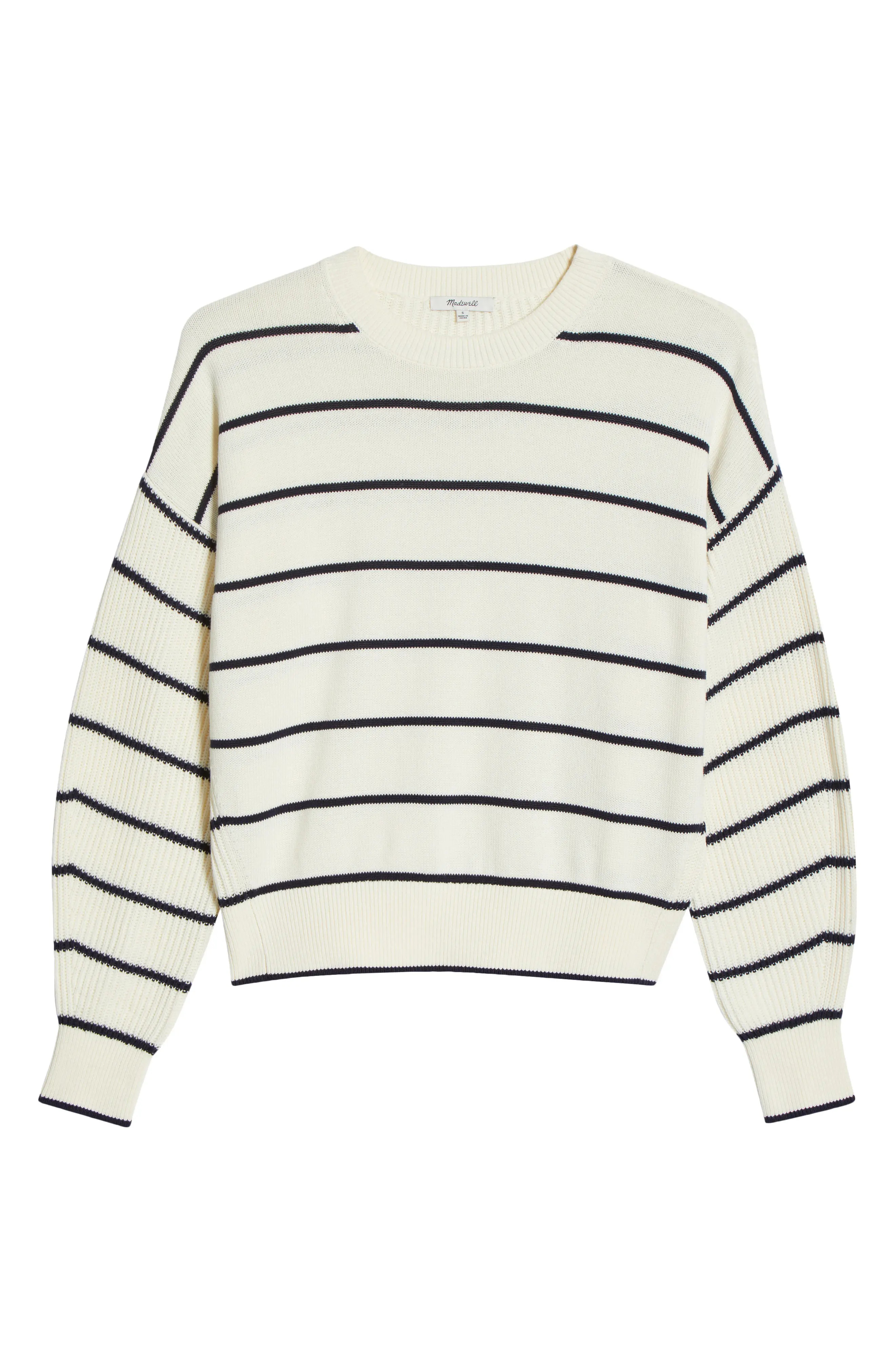 Madewell Mixed Knit Stripe Sweater in Navy Stripe Combo at Nordstrom, Size Medium | Nordstrom