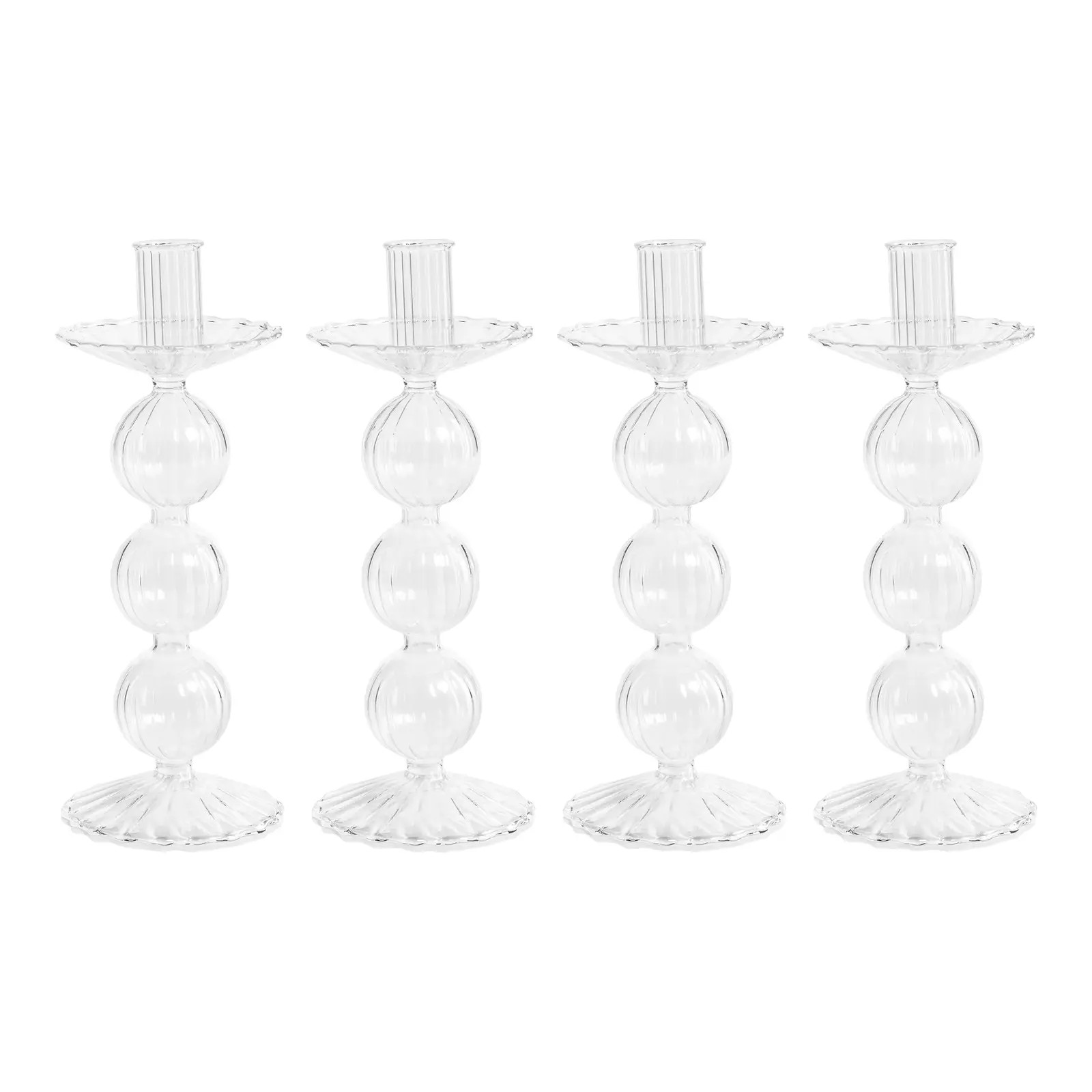 Lorena 8.75" Glass Taper Candle Holders, Set of 4 | Chairish