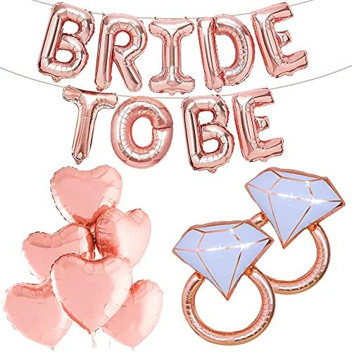 Bride To Be Balloons Rose Gold Set - Bride To Be Decorations | 32 Inch Diamond Ring Balloon | Rose G | Amazon (US)