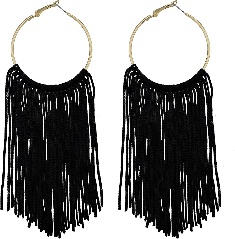 Boho Tassel Earrings for Women Bohemian Hoop Drop Tassels Western Earrings Dangle Country Earring... | Amazon (US)