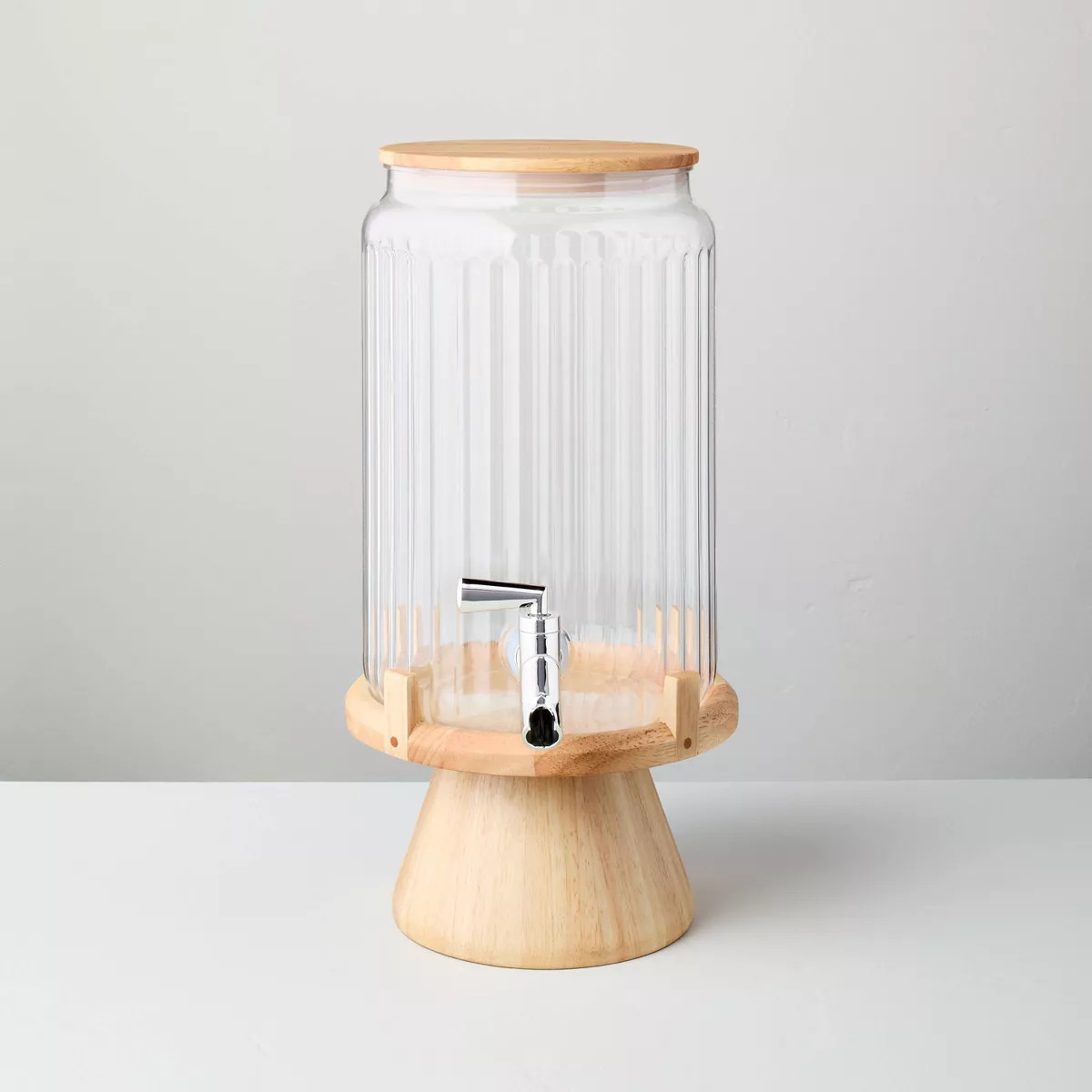 7.7L Fluted Plastic Drink Dispenser with Wood Stand - Hearth & Hand™ with Magnolia | Target
