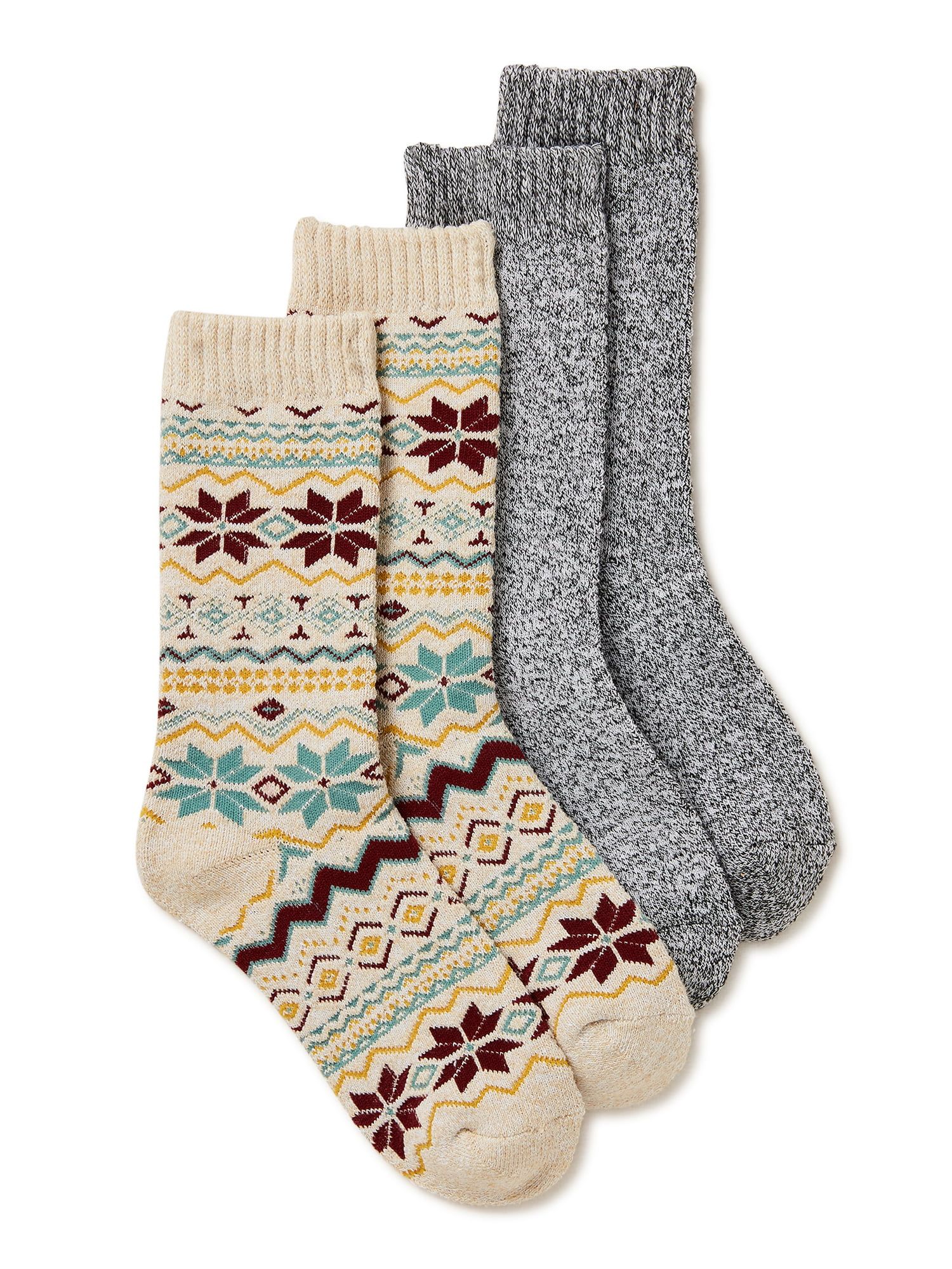 Pawz by Bearpaw Women's Terry Lined Recycled Cotton Boot Socks, 2-Pack - Walmart.com | Walmart (US)