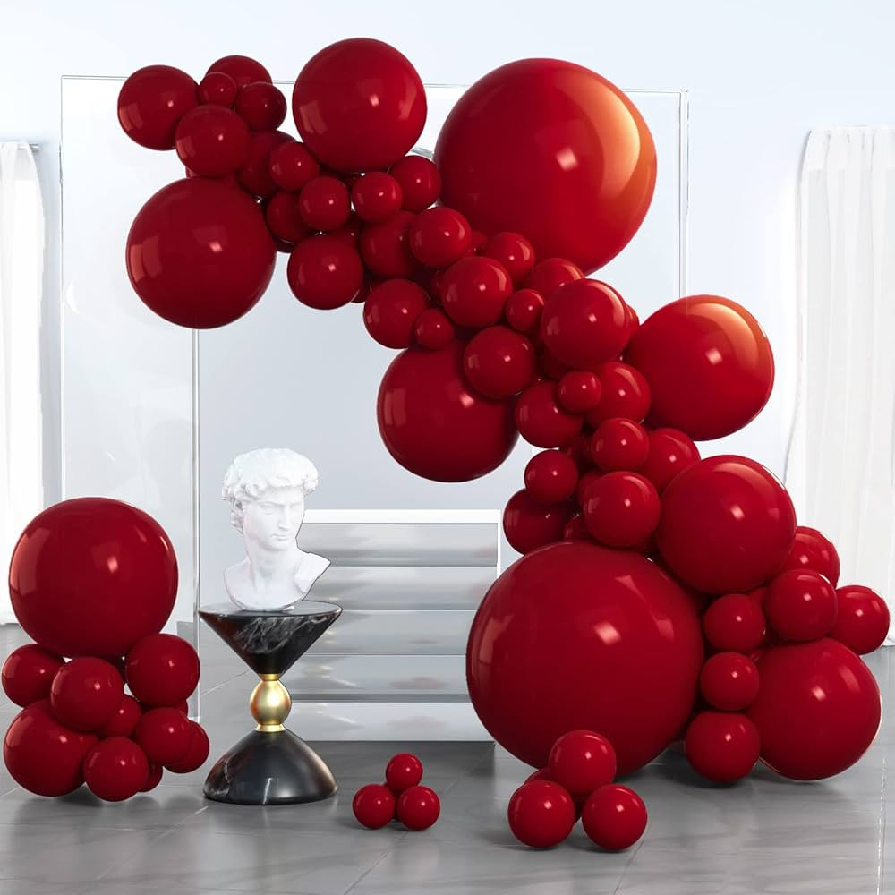 PartyWoo Ruby Red Balloons, 100 pcs Dark Red Balloons Different Sizes Pack of 36 Inch 18 Inch 12 ... | Amazon (US)