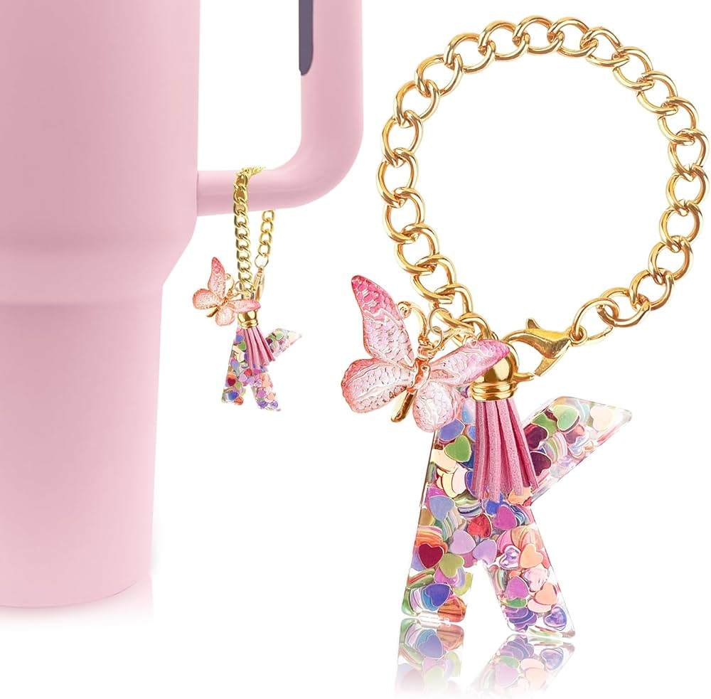 Letter Charm Accessories for Stanley Cup with Handle, Cute Initial Letter K Keychain Handle Charm... | Amazon (US)