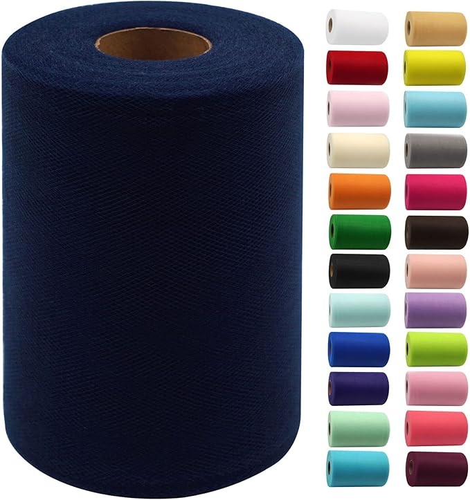 Navy Blue Tulle Fabric Rolls 6 Inch by 100 Yards (300 feet) Fabric Spool Tulle Ribbon for DIY Nav... | Amazon (US)