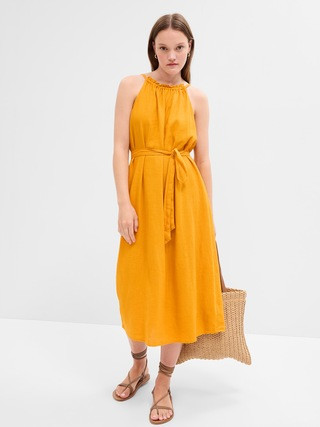 Relaxed Linen Halter Midi Dress | Gap Factory